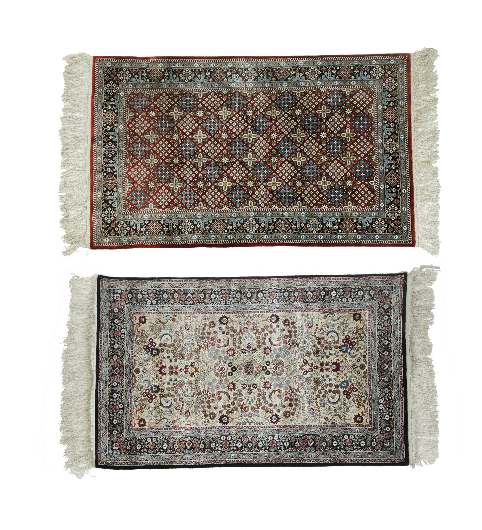 Appraisal: TWO ORIENTAL RUGS Second half- th century Art silk Persian