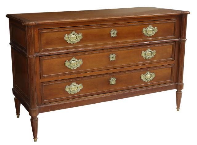 Appraisal: French Louis XVI style marble-top mahogany commode late th c