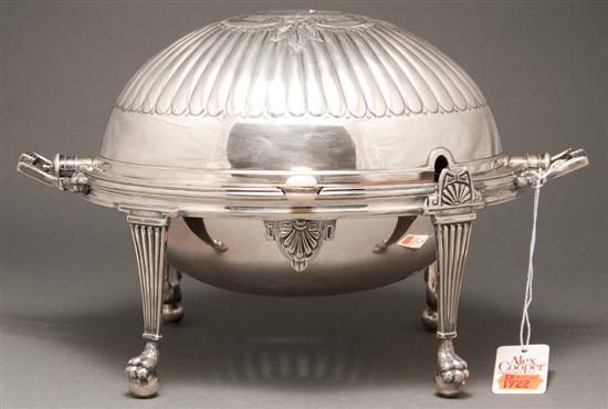 Appraisal: Sheffield Neoclassical style silver-plated warming dish with revolving cover marked