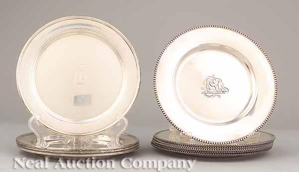 Appraisal: Six Gorham Sterling Silver Bread and Butter Plates with beaded