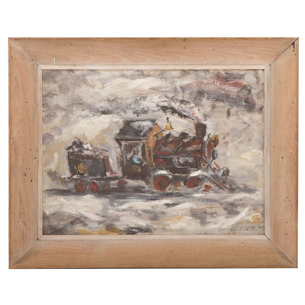 Appraisal: Edward Rosenfeld Steam Engine American - Oil on masonite signed