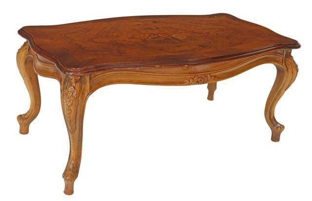 Appraisal: Italian Louis XV style walnut coffee table late th c