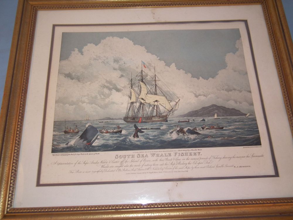 Appraisal: SO SEAS WHALE FISHERY PRINT Vintage print titled SO SEAS