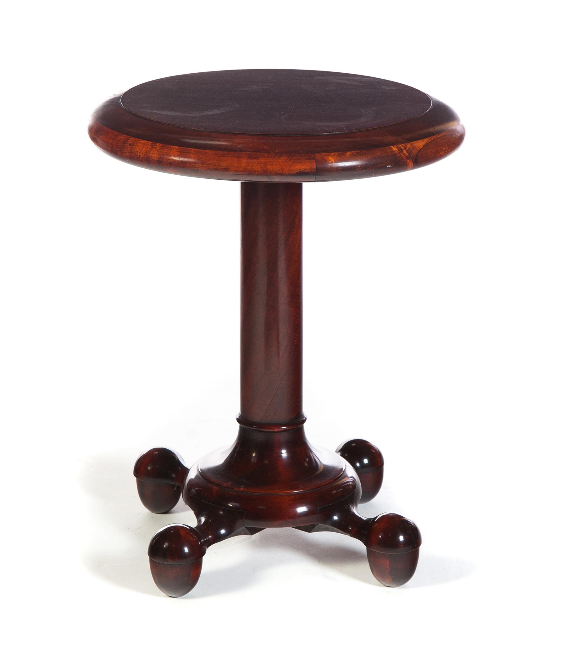 Appraisal: CIRCULAR SIDE TABLE American late th century mahogany Turned central