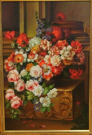 Appraisal: G Felix Botanical scene oil on canvas framed