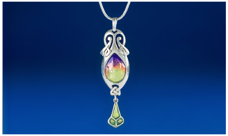 Appraisal: Art Nouveau Style Enamelled Silver Pendant And Snake Chain Stylised