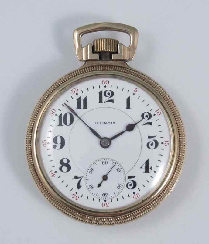 Appraisal: ILLINOIS RAILROAD POCKET WATCH jewel movement with large gold settings