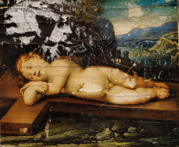 Appraisal: Italian School th Century Style Christ Child in Repose Upon