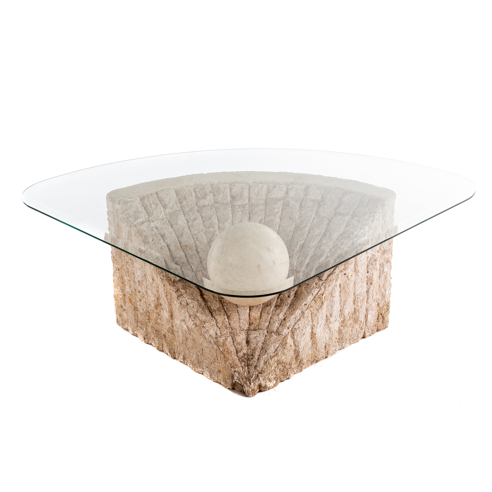 Appraisal: POST MODERN TESSELLATED STONE COFFEE TABLE Modern stone triangle form