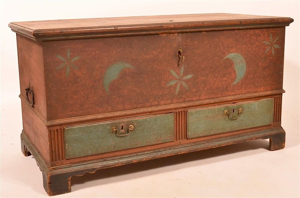 Appraisal: York County PA Paint Decorated Dower Chest York County Pennsylvania