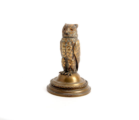 Appraisal: A brass inkwell in the form of an owl Modelled