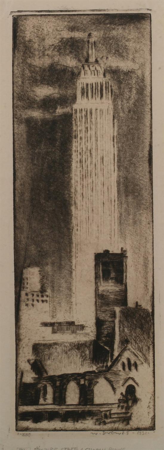 Appraisal: WERNER DREWES German American - EMPIRE STATE BUILDING AND CHURCH