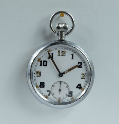 Appraisal: Military pocket watch with white dial marked to the back