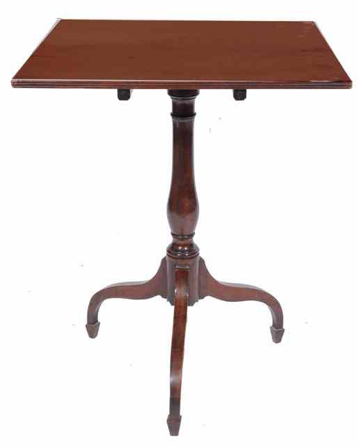 Appraisal: A TH CENTURY MAHOGANY SQUARE TOPPED TILT TOP OCCASIONAL TABLE