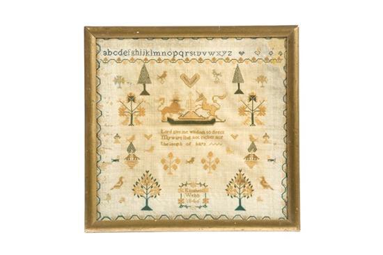 Appraisal: ENGLISH SAMPLER Elizabeth Webb silk on wool Minutely stitched symmetric