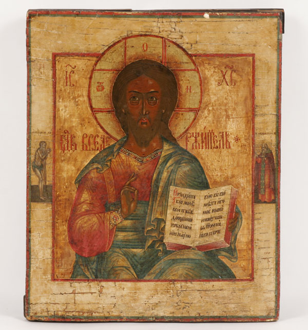 Appraisal: Russian icon of Christ Pantocrator painted in the traditional manner