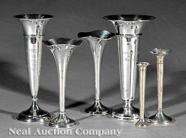 Appraisal: A Group of Six American Sterling Silver Trumpet Vases each