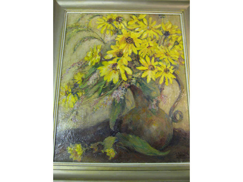 Appraisal: VIRGINIA MOBERLY SCHLUETER AMERICAN D Yellow Daisies in a pitcher