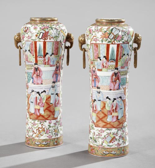 Appraisal: Pair of Chinese Export Rose Medallion Porcelain Vases third quarter