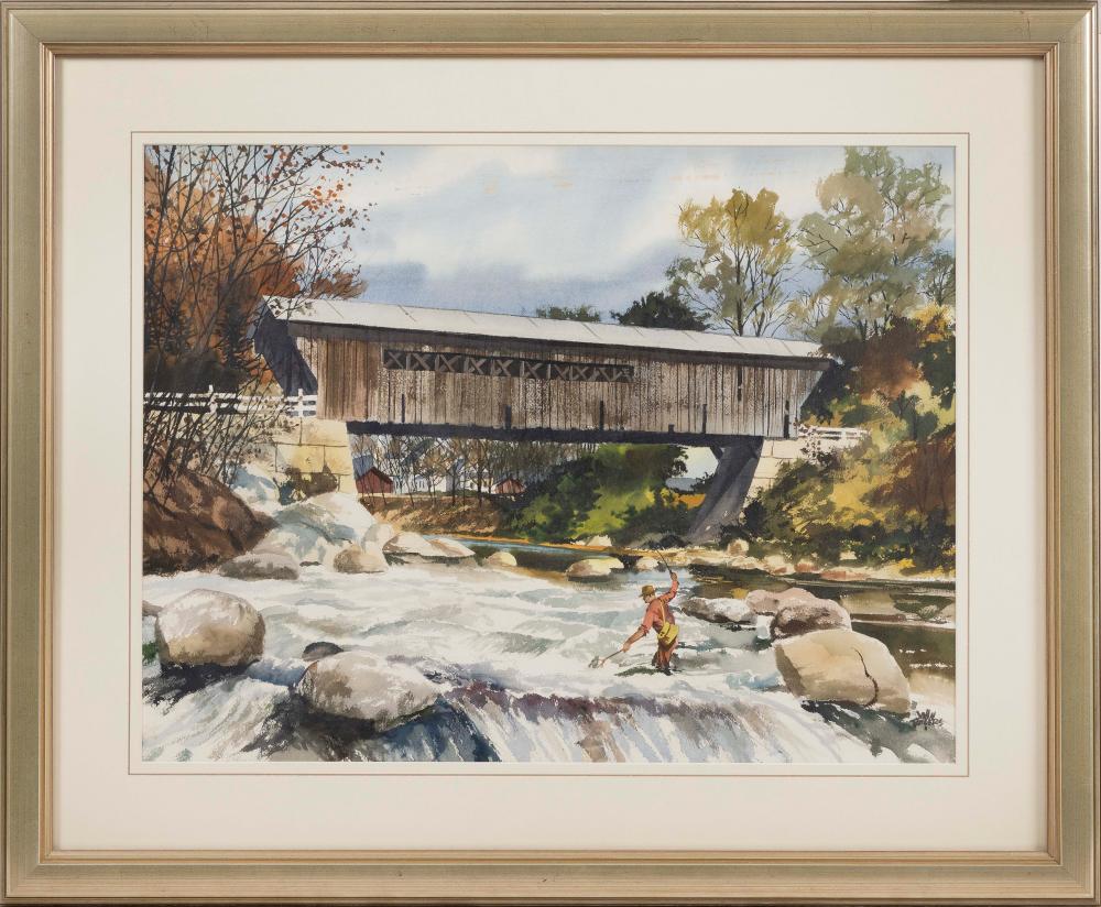 Appraisal: JOHN ROGERS NEW YORK - FLY FISHERMAN BY A COVERED