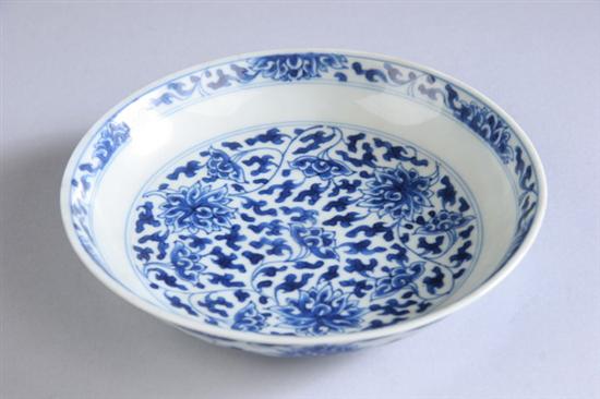 Appraisal: CHINESE BLUE AND WHITE PORCELAIN SAUCER Kangxi six-character underglazed blue