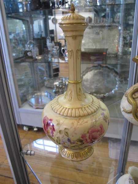 Appraisal: ROYAL WORCESTER BLUSH IVORY HAND PAINTED AND GILDED LIDDED BOTTLE