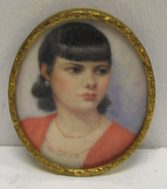 Appraisal: PORTRAIT OF A YOUNG WOMAN Painted on oval celluloid depicting