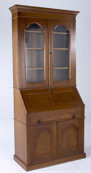 Appraisal: VICTORIAN Dropfront secretary in walnut with burlwood insets x x