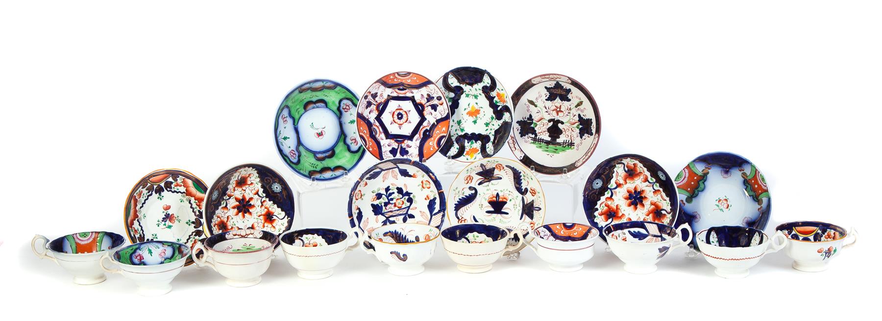 Appraisal: TEN VARIOUS PATTERNS IN GAUDY WELSH CUPS England mid th