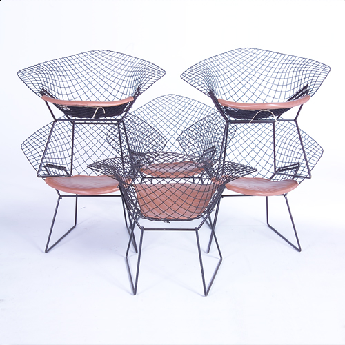 Appraisal: HARRY BERTOIA KNOLL Set of six black wire Diamond chairs