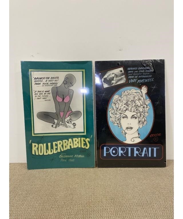 Appraisal: Two adult film movie posters circa 's Rollerbabies and Portrait