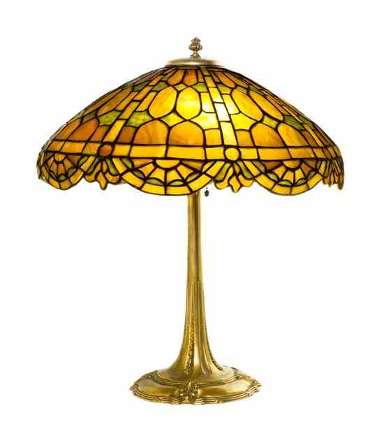 Appraisal: A Duffner and Kimberly Leaded Glass and Gilt Bronze Table