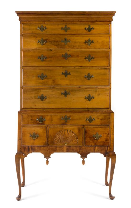 Appraisal: Sale Lot A Queen Anne Maple Highboy new england th