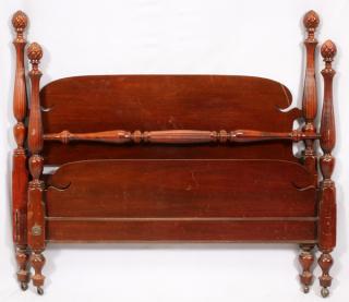 Appraisal: MAHOGANY FOUR POSTER HEADBOARD AND FOOTBOARD MAHOGANY FOUR POSTER HEADBOARD