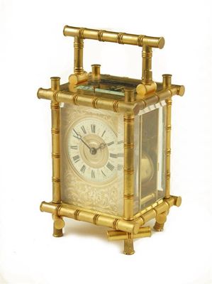 Appraisal: A French gilt brass 'bamboo' cased carriage clock with repeat