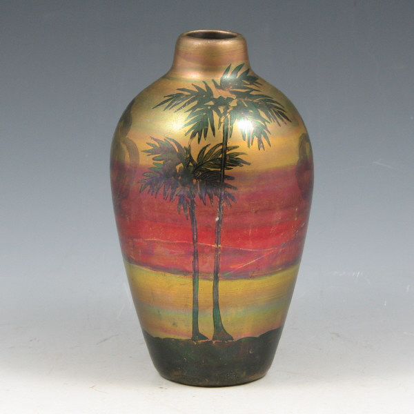 Appraisal: Weller LaSa cabinet vase with a scene of palm trees