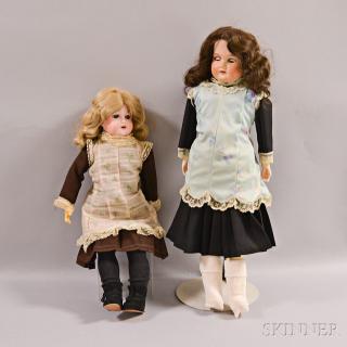 Appraisal: Two German Bisque Head Dolls a C M Bergmann size