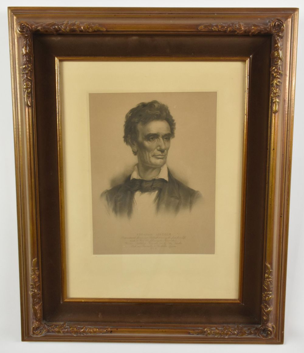 Appraisal: A EARLY TH CENT PORTRAIT OF ABRAHAM LINCOLNReproduced from a