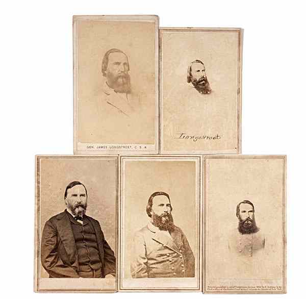 Appraisal: General James Longstreet Group of Five CDVs Lot includes four