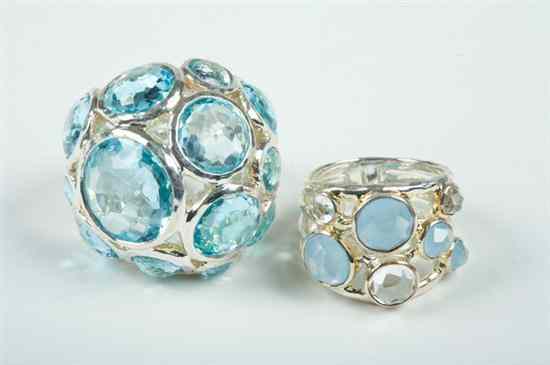 Appraisal: TWO SIGNED IPPOLITA STERLING SILVER AND BLUE STONE RINGS One