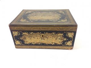 Appraisal: Japanese finely gilt lacquered lift top tea box with pewter