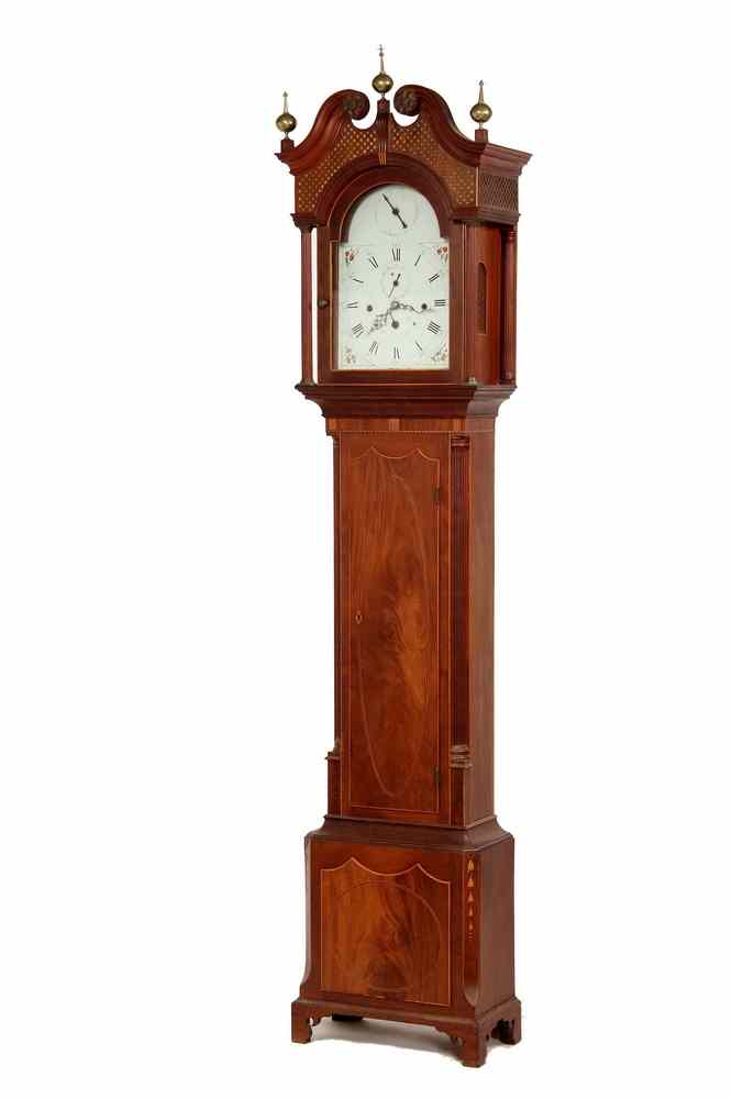 Appraisal: TALL CASE CLOCK - th c New Jersey Figured Mahogany