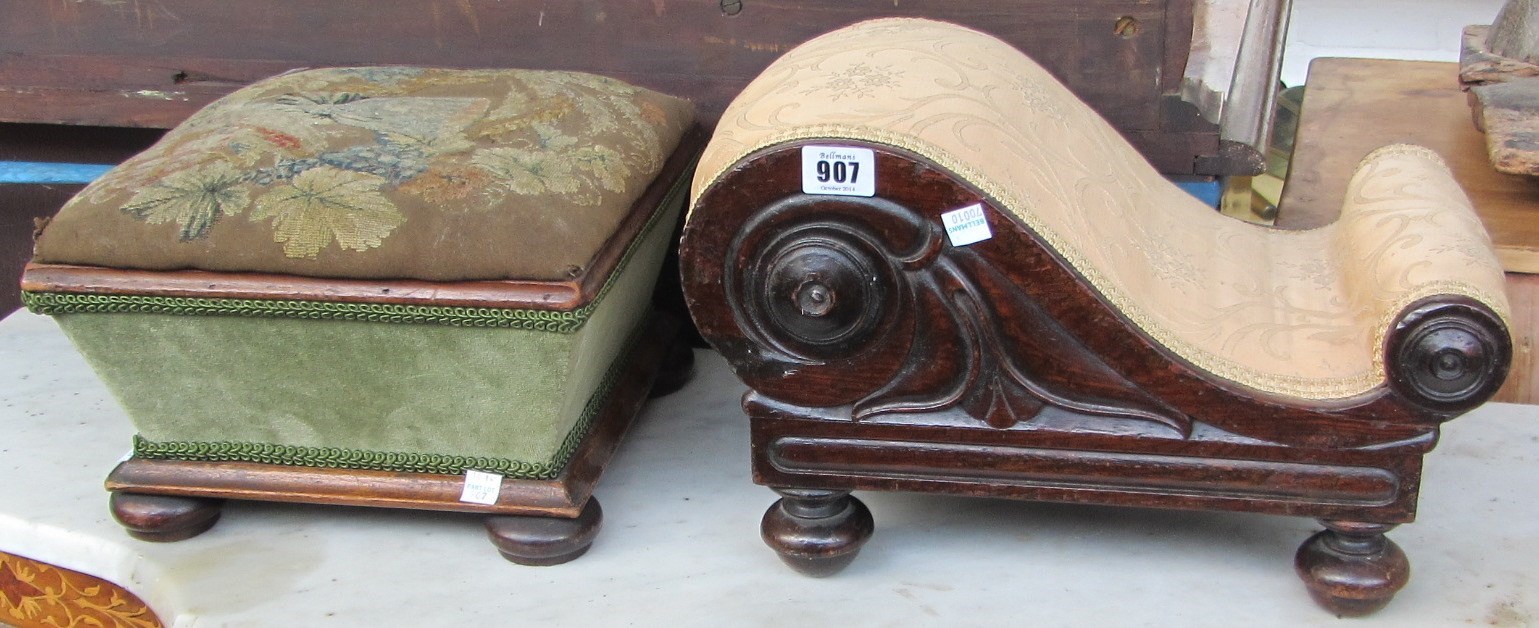 Appraisal: An early th century rosewood footstool of scroll form cm