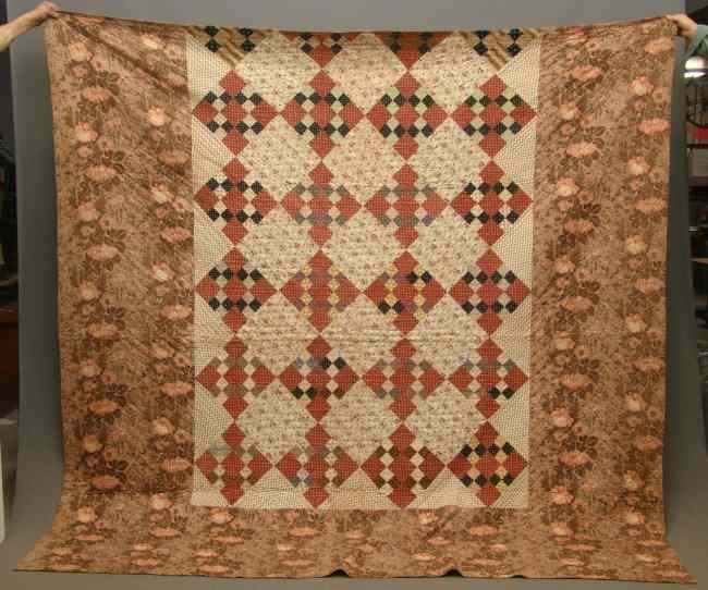 Appraisal: th c patch quilt with chintz borders '' Square