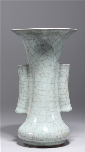 Appraisal: Chinese celadon crackle glazed vase with molded handles to body