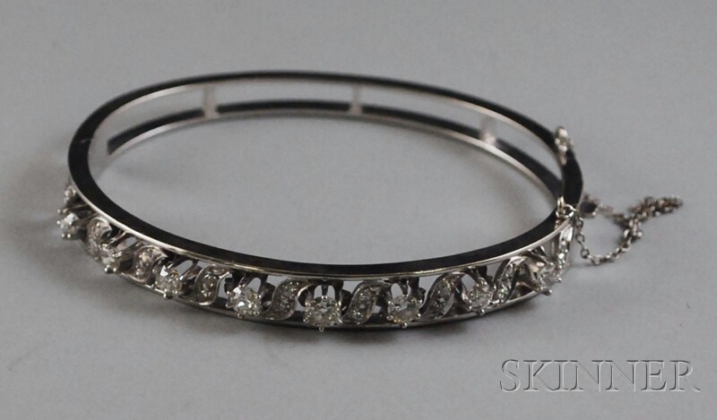 Appraisal: kt White Gold and Diamond Bangle Bracelet total dwt interior