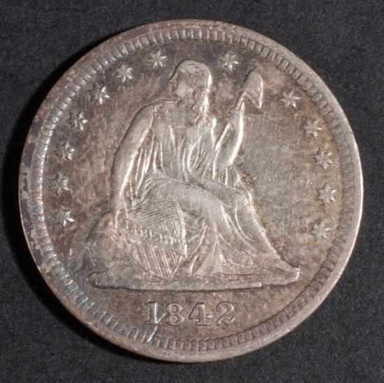 Appraisal: United States seated Liberty type silver quarter dollar EF- Estimate