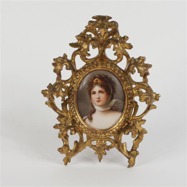 Appraisal: German hand painted porcelain plaque of Queen Louise in ornate