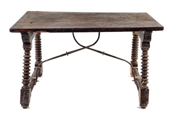 Appraisal: Sale Lot A Spanish Baroque Style Iron Mounted Walnut Table