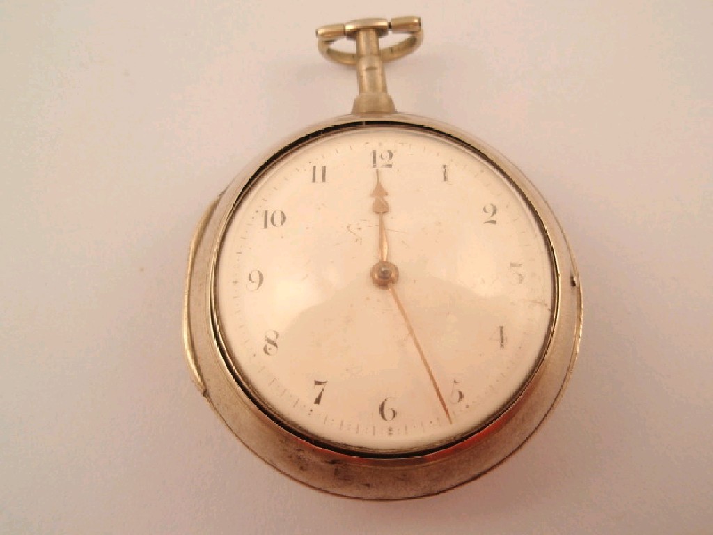 Appraisal: An open faced pair cased silver pocket watch London pierced